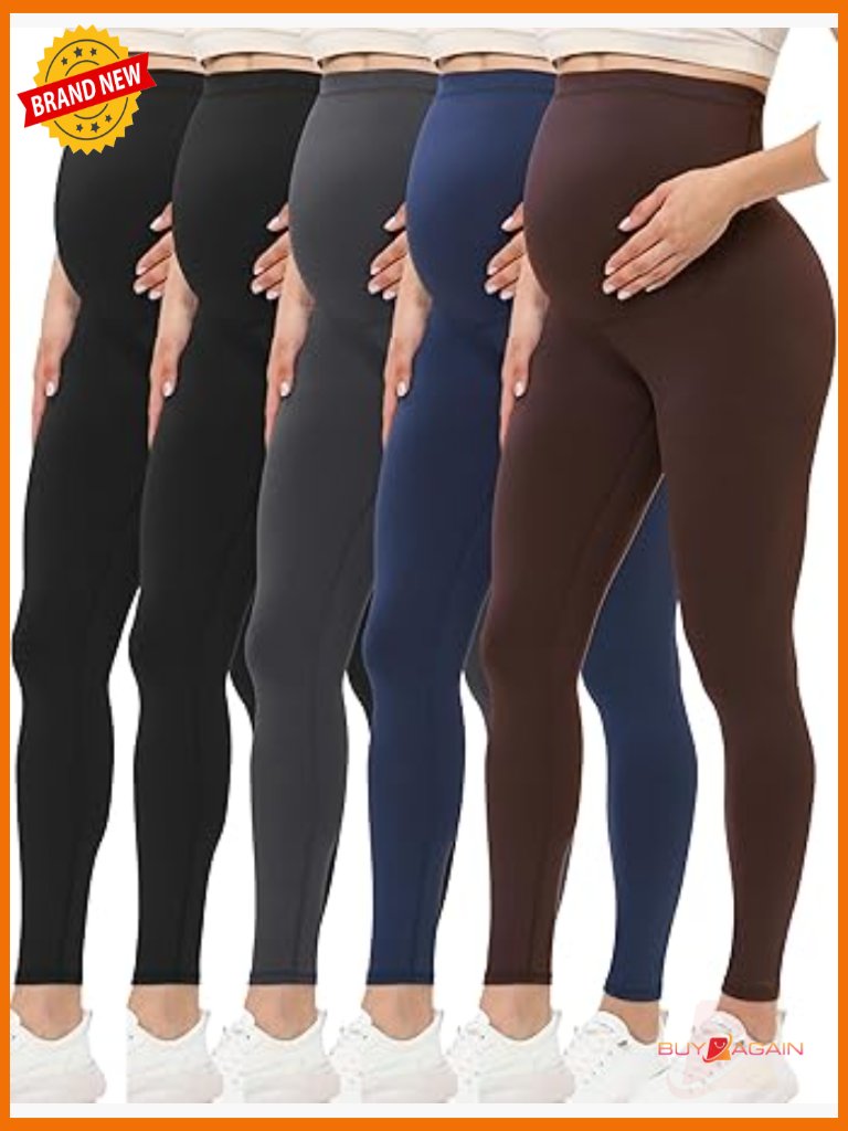 5 Pack Maternity Leggings Yoga Pants Pregnancy Leggings Silky Soft Non See Thru